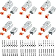 72 PCS Deutsch DTP Connector Kit 4 Pin Automotive Waterproof Connectors 6 Sets with Size 12 Stamped Contacts Gauge