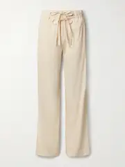 [Proenza Schouler White Label] Proenza Schouler White Label - Magnus Belted Linen-blend Wide-leg Pants - Beige - US10 US 10 Neutrals