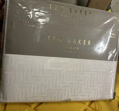 TED BAKER London T-Border Sateen Twin Sheet Set White