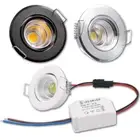 1/5Pcs Aluminum round LED Dimmable Ceiling Downlight 3W AC90-260V Recessed COB S