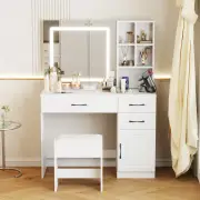 Advwin Dressing Table Stool Set with Charging Station