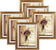 [MEBRUDY] 8x10 Picture Frames with Mat, Gold Photo Frames Set for Wall or Tabletop Display, 6 Pack