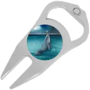Whale and Boat in Moonlight Golf Ball Marker Divot Repair Tool Bottle Opener
