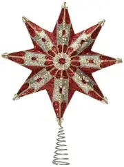 Kurt Adler 16.5-Inch 8-Point Ruby and Platinum Star Treetop