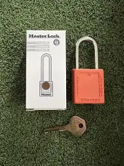 NEW - MasterLock 410ORJ #410 Safety Lockout Padlock -ORANGE-no Stickers