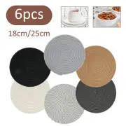6Pcs Cup Mat Absorbent Cup Pad Heat-Resistant Table Mat Woven Cotton Rope tegwt