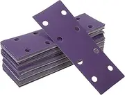 X AUTOHAUX 50Pcs Sanding Discs Wet Dry Waterproof Hook & Loop Sandpaper for Woodworking, Automotive Refinishing 7.80"x2.76" 8Hole 600Grit Purple Ceramic Abrasive