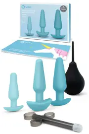 B-Vibe Anal Education Silicone Butt Plugs & Douche Set (7 Pce)