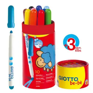 【GIOTTO】可洗式寶寶彩色筆10色 筆筒裝(好清洗/兒童水洗色筆/無毒顏料)