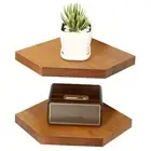 Corner Shelves, Wall Mounted Storage Display Shelves for Living Golden Walnut