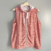 Weekends by Chico's Orange Spacedye Zip Front Hooded Vest Size XL 3 16 NWT