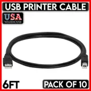 USB Printer Cable 6 FT Feet USB A to B Cord External HDD Printer Scanner 10 Pack
