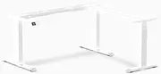 Desky Sit Stand L-Shape Desk Frame – Electric Height Adjustable, Triple Motor, 60–125cm Range, 200kg Capacity, Anti-Collision, Tool-Free Assembly - White