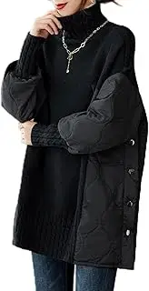 [KHUANXIRO] Winter Turtleneck Patchwork Sweater Loose Warm Jacket