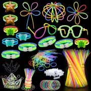 UPGRADED 100 Glow Sticks Bulk Ultra Bright Glow Party Pack, 8" Glowsticks with C