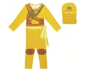 Ninjago Kids Costume Yellow Ninja Warrior Master of Spinjitzu Book Week Cosplay