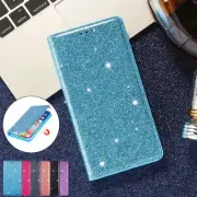 For iPhone 16 15 14 13 12 11 Pro Max XS 8 Case Glitter Leather Wallet Flip Cover