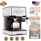 Compact Stainless Steel Espresso Machine - Automatic One-Touch, 1.5L Capacity