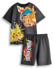 Vanilla Underground Pokemon Boys T-Shirt and Shorts Set Black Pikachu & Charazard 11-12 Years