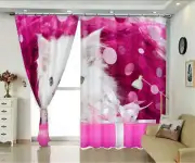Cute Cat Air Cushion 3D Curtains Blockout Photo Printing Curtains Drape Fabric