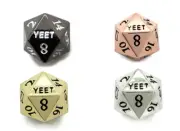 Metal D20 YEET OOF Dice Critical Fail F 20 Sided Die Set DND Black Gunmetal Gold