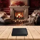 Sleek Black Design Fireproof Hearth Mat Size 102x50CM Easy Maintenance