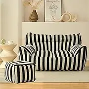 UYSOFRCV Large Bean Bag Chairs Sofa Cover (No Filler), Washable Premium Soft Teddy Velvet Beanbag Replacement Cover Sack Bean Bag Case with Zipper for Adults and Kids,Black