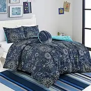 ESCA Astro Kids Comforter Set - Full/Queen Size, Kids Blue Comforter Set with Toy Throw Pillow - for Boys and Girls