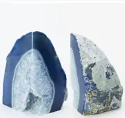 Set of 2 Beautiful Agate Stone Bookends - Genuine Agate with Deep Rich Colours