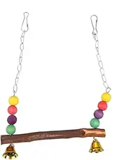 FONDOTIN Parrot Stand Perch Indoor Hanging Small Bird Game Parakeet Rack Aviary Educational Swing Parrot Swing Wooden