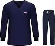 [Vseutiac] Scrubs Sets Nurses Uniform V Neck Work Clothing Scrub Top And Pants for Beauty Salon Groomer Veterinary Operating Room