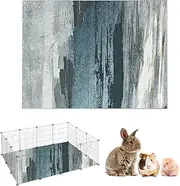 Fhiny 90" x 62" Extra Large Rabbit Cage Liner, Washable Bunny Bedding Rug Anti Slip Floor Mat Soft Dog Whelping Pad Playpen Kennel Liner Carpet for Chinchillas Ferret-Protective Floor-Seaside Style-1