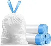 OKKEAI 5l Bin Bags Small Bin Liner 90 Bags Clear Trash Bags Pedal Wastebasket Liners with Drawstring Tie Tap Handle,Suitable for Bathroom,Toilet,Kitchen (White),Fit3L,4L,5L,6L Waste Bin