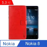 在飛比找PChome24h購物優惠-IN7 瘋馬紋 Nokia 8 (5.3吋) 錢包式 磁扣側