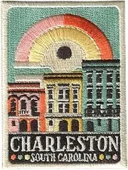 Vagabond Heart Charleston Patch - Charleston South Carolina Iron On Travel Badge - Rainbow Row Souvenir