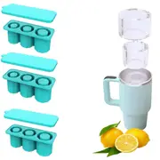 Ice Cube Tray for Stanley Cup Silicone Ice Cube Maker With Lid for 30-40oz Tumbler