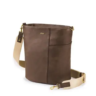 【satana】Leather 心革調簡約水桶包-深咖啡(SLG0580)｜包包 肩背包 側背包 斜背包 大水桶包