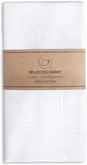 Selected Hanky Men'S Handkerchiefs,100% Soft Cotton,White Classic Hankie Pack of