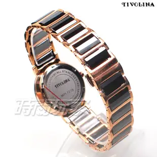 TIVOLINA 花漾紛飛 MAT3673-K+LAT3673KY 鑽錶 陶瓷錶 藍寶石水晶鏡面 對錶 黑x玫瑰金