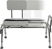 Tub Transfer Bench and Sliding Shower Chair Made of Heavy Duty Non Slip Aluminum Body and Plastic Seat with Adjustable Seat Height and Cut Out Access Holding Weight Capacity up to 400 lbs, Gray