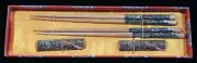 C &C PAIR 0F JAPANESE CHOPSTICKS + MATCHING RESTS IN A PRESENTATION BOX NEW