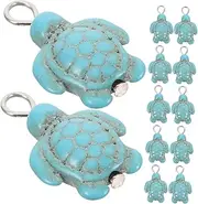 [FONDOTIN] 20pcs Turquoise Sea Turtle Beads for DIY Beach Jewelry Versatile Charms for Necklaces Bracelets Earrings Keychains Synthetic Turquoise Craft Supplies for Creative Projects