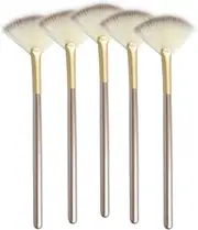 Slim Soft Facial Fan Brush,Makeup Cosmetic Multi Use, Mask Acid Applicator for Glycolic Peel/Masques,pack of 5