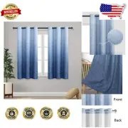Thermal Insulated Room Darkening Curtains - Set of 2 Ombre Damask Panels