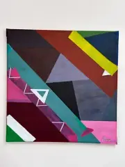 Original Acrylic Painting Abstract Geometry Colorful Contemporary Art 12x12"