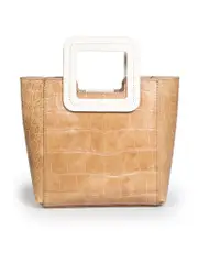 Beige Leather Mini Shirley Croc Effect Bag