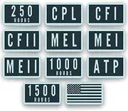EntireFlight - Commercial Pilot Milestone Patch Set, Hook and Loop Patches, Commercial Pilot's License Progress Patches, Tactical Patches, Tactical Gear for Backpacks, American Flag Patch Included