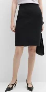 NWT Adolfo Collectibles Black Knit Pull On Skirt Stretch Capsule Quiet Luxury L