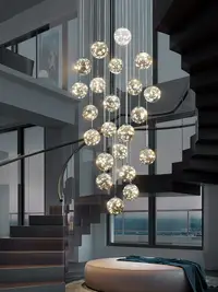 在飛比找松果購物優惠-北歐滿天星樓梯燈長吊燈複式樓現代簡約輕奢別墅loft公寓客厛