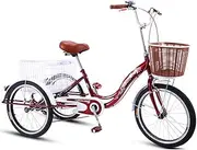 Three Wheel Bike, Adult Tricycle Low Step-Through Adults Trikes with Cargo Basket for Recreation Shopping Exercise Men's Women's Bike Cycling Pedalling